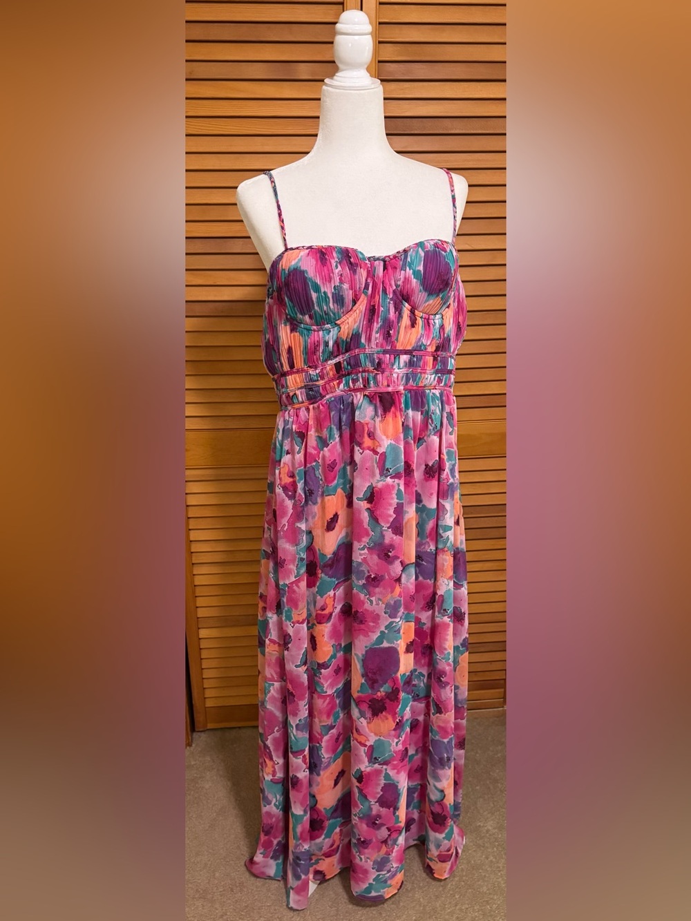 Aqua Floral Sleeveless Maxi Dress, NWT, XXL